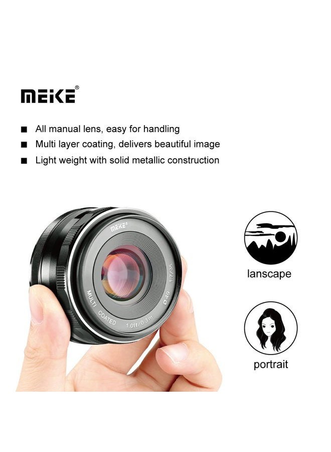 Meike 35mm f1.7 Large Aperture Manual Focus APSC Lens Compatible with Fujifilm X Mount Mirrorless Camera X-T3 X-H1 X-Pro2 X-E3 X-T1 X-T2 X-T4 X-T5 X-T10 X-T20 X-T200 X-A2 X-E2 X-E1 X30 X70 X-A1 XPro1 - Image 5
